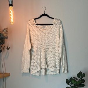 American Eagle Cream Crochet Knit Sweater